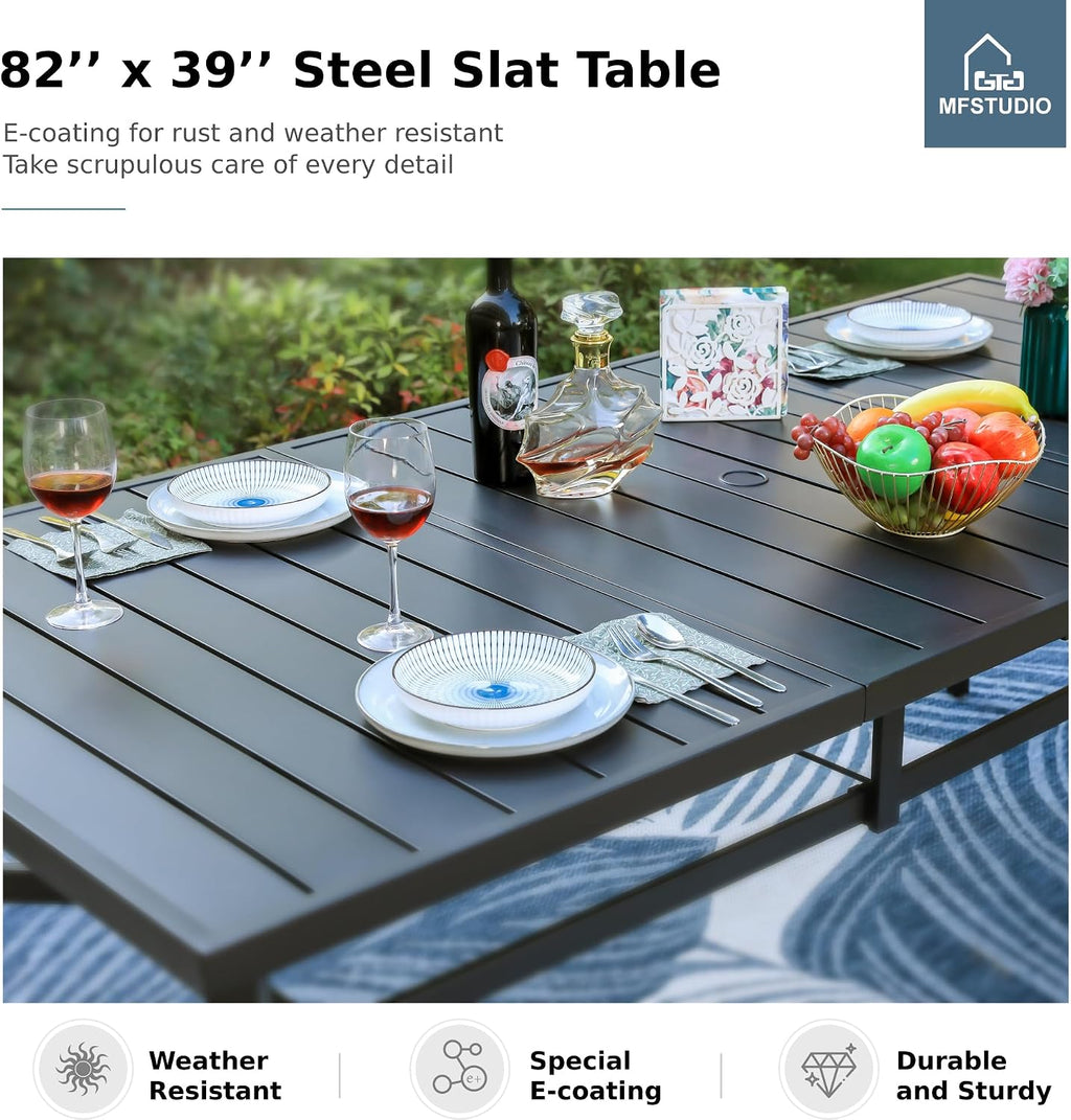 MFSTUDIO Patio Table and Chairs Set, Outdoor Dining Set for 8 Persons, 9 Piece Patio Furniture Dining Set for Deck Yard Garden Poolside