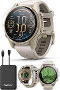 PlayBetter Garmin Fenix 8 AMOLED Sapphire (43mm, Soft Gold/Dark Sandstone) Multisport GPS Smartwatch Bundle - 1.3' Touchscreen, Built-in LED Flashlight Portable Charger & Screen Protectors