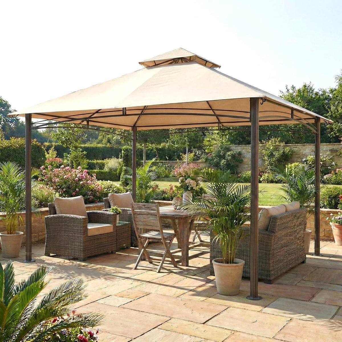 Garden Winds Durable Replacement Canopy Top Cover Compatible with The 5LGZ6526-V5 Waterford 13' x 10' Gazebo - Classic Sand, 350