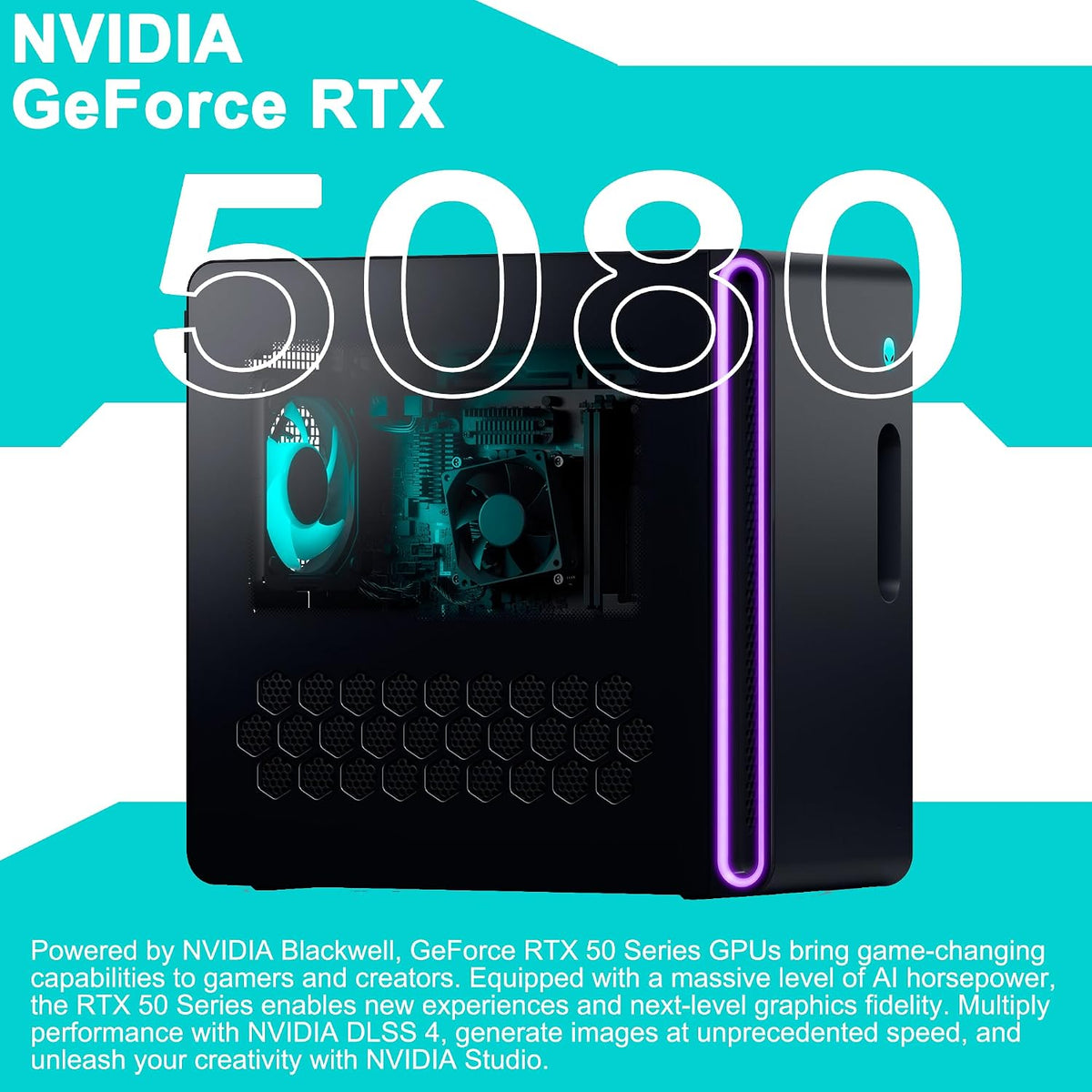 Dell Alienware Aurora ACT1250 Gaming Desktop Intel 20-core Ultra 7 Series 2 265F 32GB DDR5 4TB SSD GeForce RTX 5080 16GB GDDR7 DLSS4 (Up to 1801 Tops) WiFi7 1000W PSU for Gaming AI PC Win11Pro