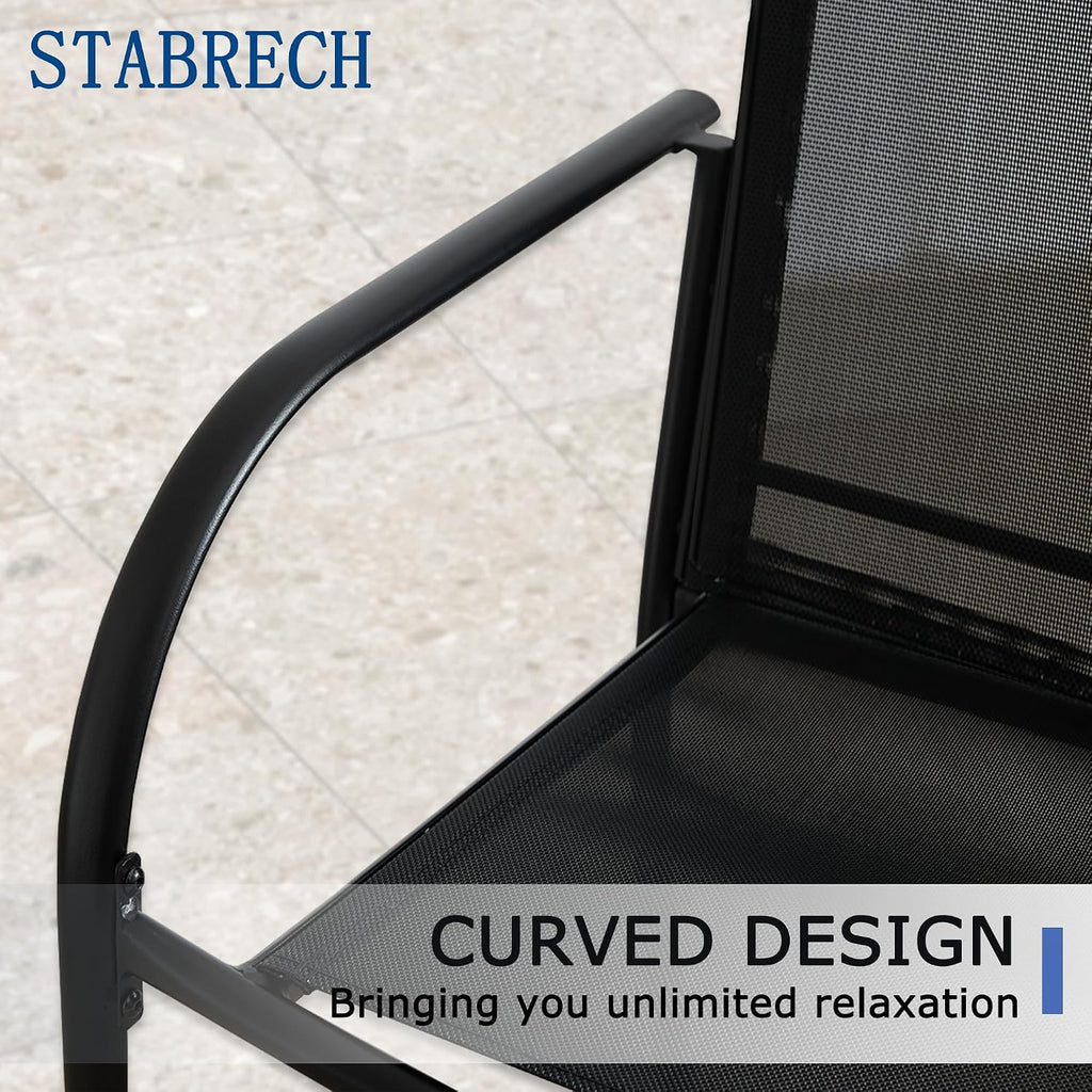 5 Piece Outdoor Dining Set, Patio Table and Chairs Set of 4, 37.5' Black Square Patio Table with 4 Black Stackable Patio Chairs for Lawn, Garden, Porch