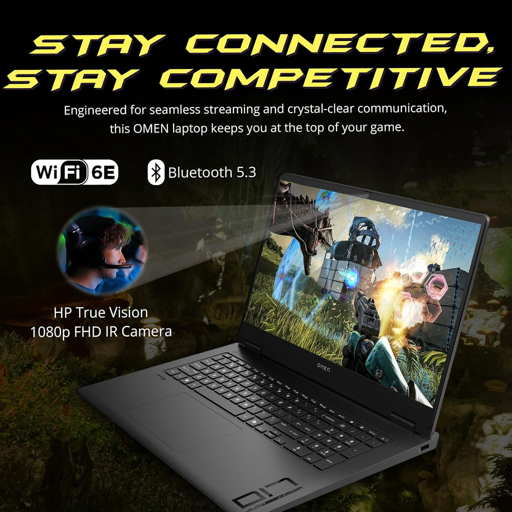 HP Omen 17.3' QHD Gaming Laptop, AMD Ryzen AI 7 350, 32GB DDR5, 3TB Storage(2TB SSD+1TB Docking Station Set), NVIDIA GeForce RTX 5070 8 GB GDDR7, RGB Backlit Keyboard, Win11 Home, Black