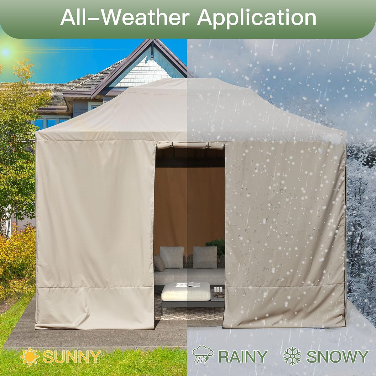 MELLCOM Winter Gazebo Cover for 10×12 Hardtop Gazebo, with Mesh Screens and Doors and Windows, Accessories for All Seasons