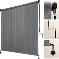 Artpuch Outdoor Roller Shades with Splicing Design, 10' W x 8' H Exterior Cordless Patio Shades Roll Up Blinds for Porch, Gazebo, Pergola, Balcony, Grey