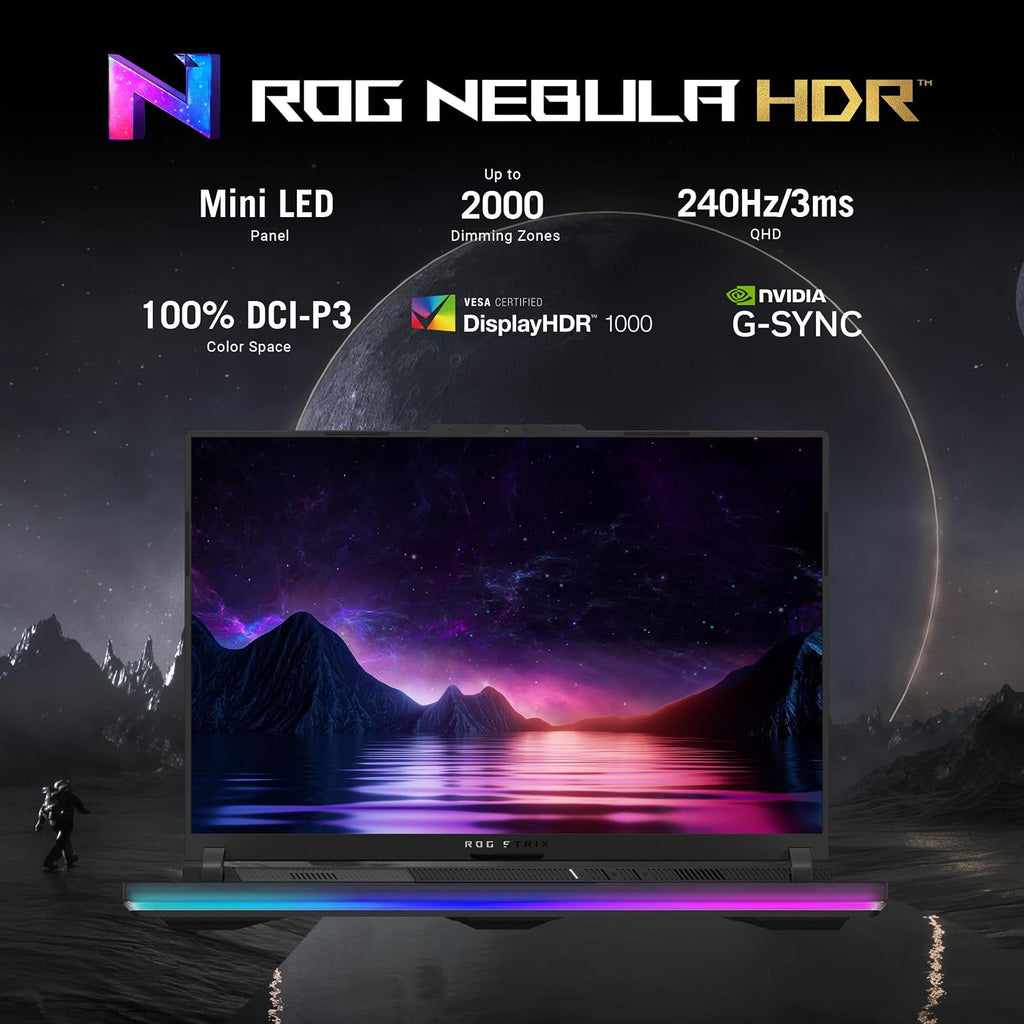 ASUS ROG Strix Scar 16 (2024) Gaming Laptop, 16' Nebula HDR 16:10 QHD 240Hz/3ms, 1100 nits, Mini LED Display, GeForce RTX 4080, Intel Core i9-14900HX, 32GB DDR5, 1TB SSD, Windows 11 Pro, G634JZR-XS96