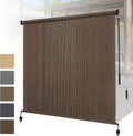 Shade&Beyond Patio Shades Roll up Outdoor Roller Shade Blinds 9' W x 8' H, Cordless with 90% UV Protection, Exterior Sunshade Cloth Roll for Pergola Porch Gazebo Balcony, HDPE Fabric, Mocha