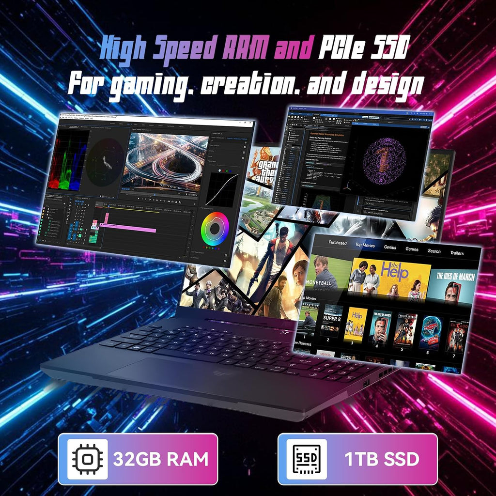 ASUS TUF A16 16' FHD 165Hz Gaming Laptop - AMD Ryzen 7 7735HS, Radeon RX 7700S, 32GB DDR5, 1TB SSD, RGB Backlit KB, Wi-Fi 6, Win11 Pro - Off Black (w/Accessories)