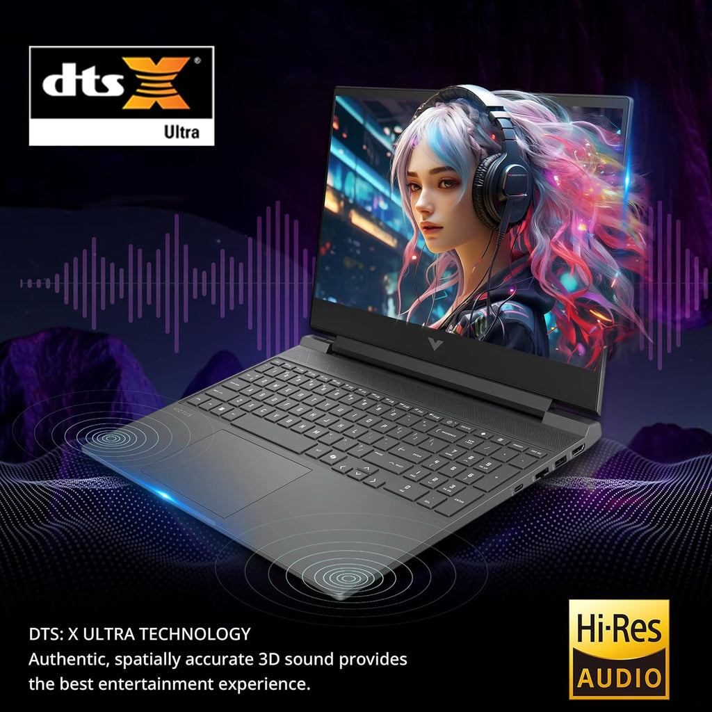 HP Victus 15 Gaming Laptop, AMD Ryzen 7 7445HS, GeForce RTX 4050, 32GB DDR5, 2TB PCIe SSD, 15.6' FHD 144Hz Display, Backlit Keyboard, Copilot, Fast Charge, Win 11, Silver, 1TB Docking Station Set