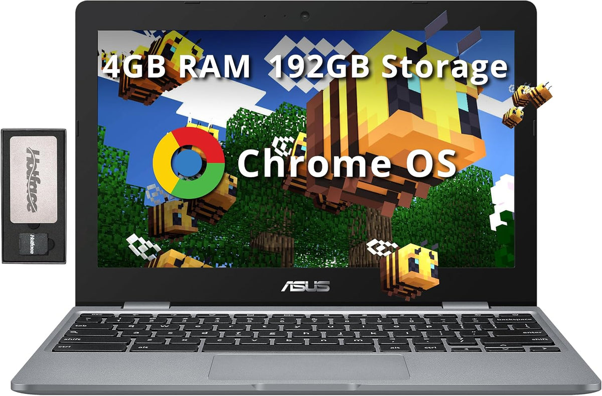 ASUS Chromebook 11.6' HD Student Laptop, Intel Celeron N3350, 4GB RAM, 192GB Storage (32GB eMMC+160GB Docking Station), Intel UHD Graphics, HD Camera, Stereo Speakers, Chrome OS, Gray
