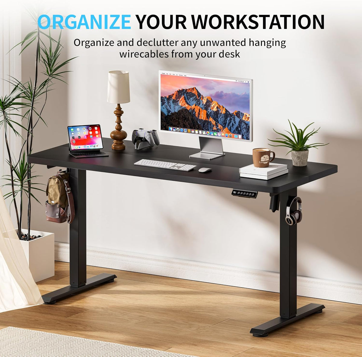 BIZUM Electric Standing Desk, 55' x 24' Height Adjustable Desk, Black Sit to Stand Desk Memory Gaming Computer Workstation for Home Office