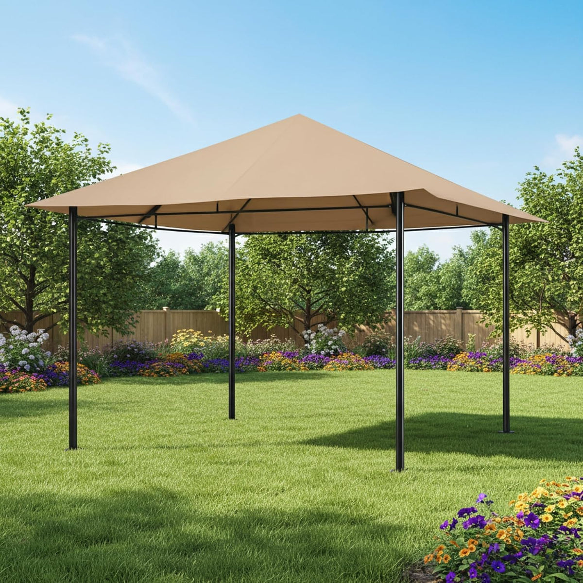 Garden Winds Reinforced RipLock 350 Replacement Canopy Top Cover Compatible with MasterCanopy, AbcCanopy, Cooshade 10' x 10' Single Tiered Gazebo Model TYP31-11 * 11FT38TY - Beige