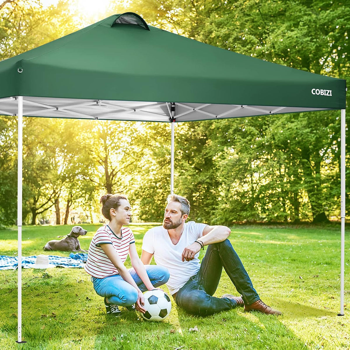 COBIZI Pop Up Canopy Tent Beach Canopy Outdoor Portable with Air Vent, 4 Removable Sides and Sandbags, 10x10, Green