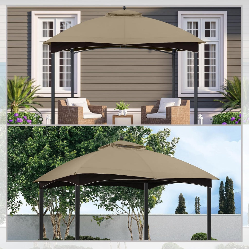 MASTERCANOPY Replacement Canopy Top for Lowe's Allen Roth 10x12 Gazebo #GF-12S004B-1 (Khaki Plaid,Riplock Material)
