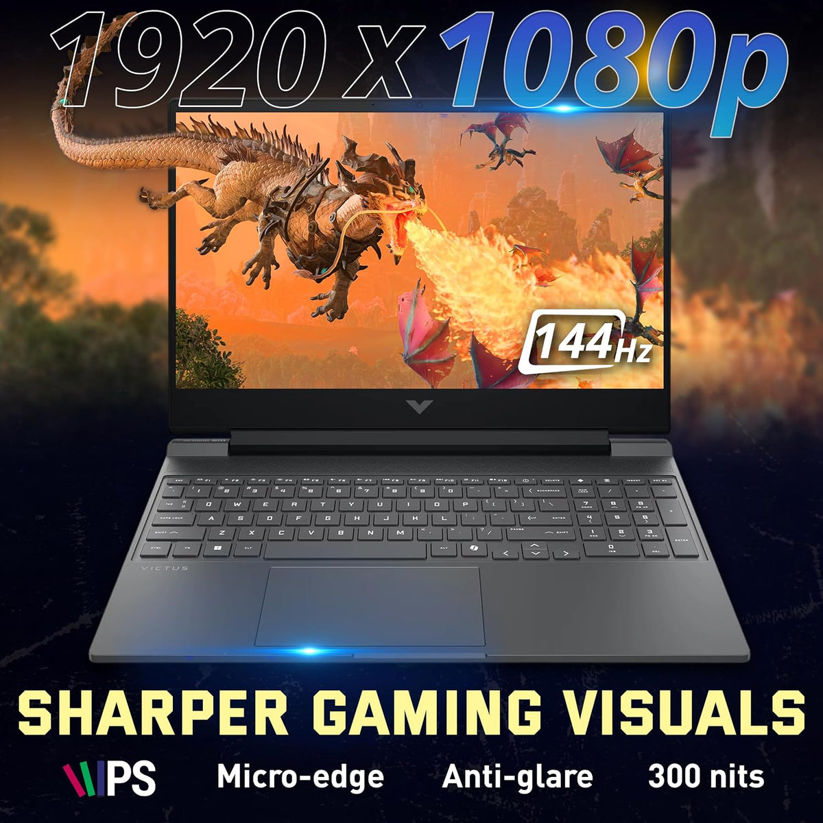 HP Victus 15 Gaming Laptop, AMD Ryzen 7 7445HS, GeForce RTX 4050, 16GB DDR5, 1TB PCIe SSD, 15.6' FHD 144Hz Display, Backlit Keyboard, Copilot, Fast Charge, Win 11, Silver, 1TB Docking Station Set