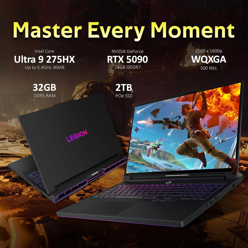 Lenovo Legion Pro 7i 16' WQXGA 240Hz Gaming Laptop, Intel Ultra 9 275HX, GeForce RTX 5090 24GB GDDR7, 32GB DDR5, 3TB Storage (2TB SSD+1TB Docking Station), Backlit Keyboard, Wi-Fi 7, Win 11 Pro, Black
