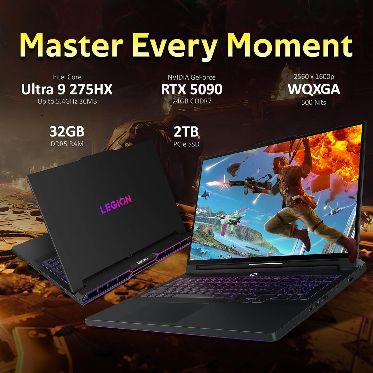 Lenovo Legion Pro 7i 16' WQXGA 240Hz Gaming Laptop, Intel Ultra 9 275HX, GeForce RTX 5090 24GB GDDR7, 32GB DDR5, 3TB Storage (2TB SSD+1TB Docking Station), Backlit Keyboard, Wi-Fi 7, Win 11 Pro, Black