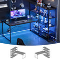 Pamray L Shaped Computer Desk with Reversible Side Storage Shelves, 49 Inch Gaming Desk with Power Outlets and Led Lights, PC Table for Home Office and Bedroom Black
