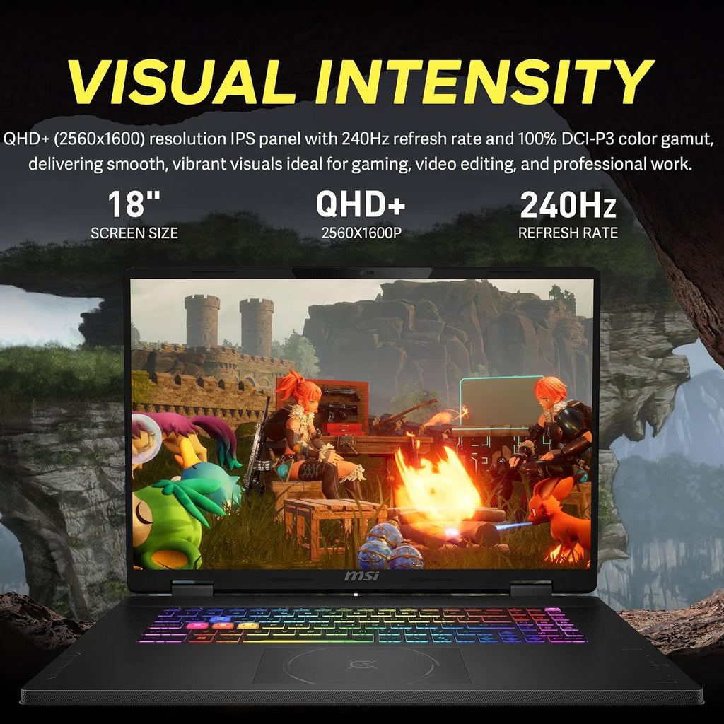 msi Crosshair 18 HX AI 18' QHD+ 240Hz Gaming Laptop, Intel Ultra 9 275HX, NVIDIA RTX 5070 8GB GDDR7, 32GB DDR5, 3TB Storage (2TB SSD+1TB Docking Station), RGB Backlit Keyboard, Windows 11 Pro, Black