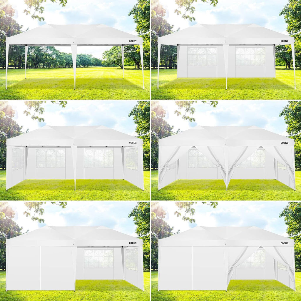 COBlZI 8x8 Ez Pop Up Canopy Tent with 4 Sidewalls Commercial Instant Gazebo Tents for Parties,Waterproof Adjustable Outdoor Patio 8x8 Backyard Canopy Party Tent with 4 Sand Bags,8 Stakes