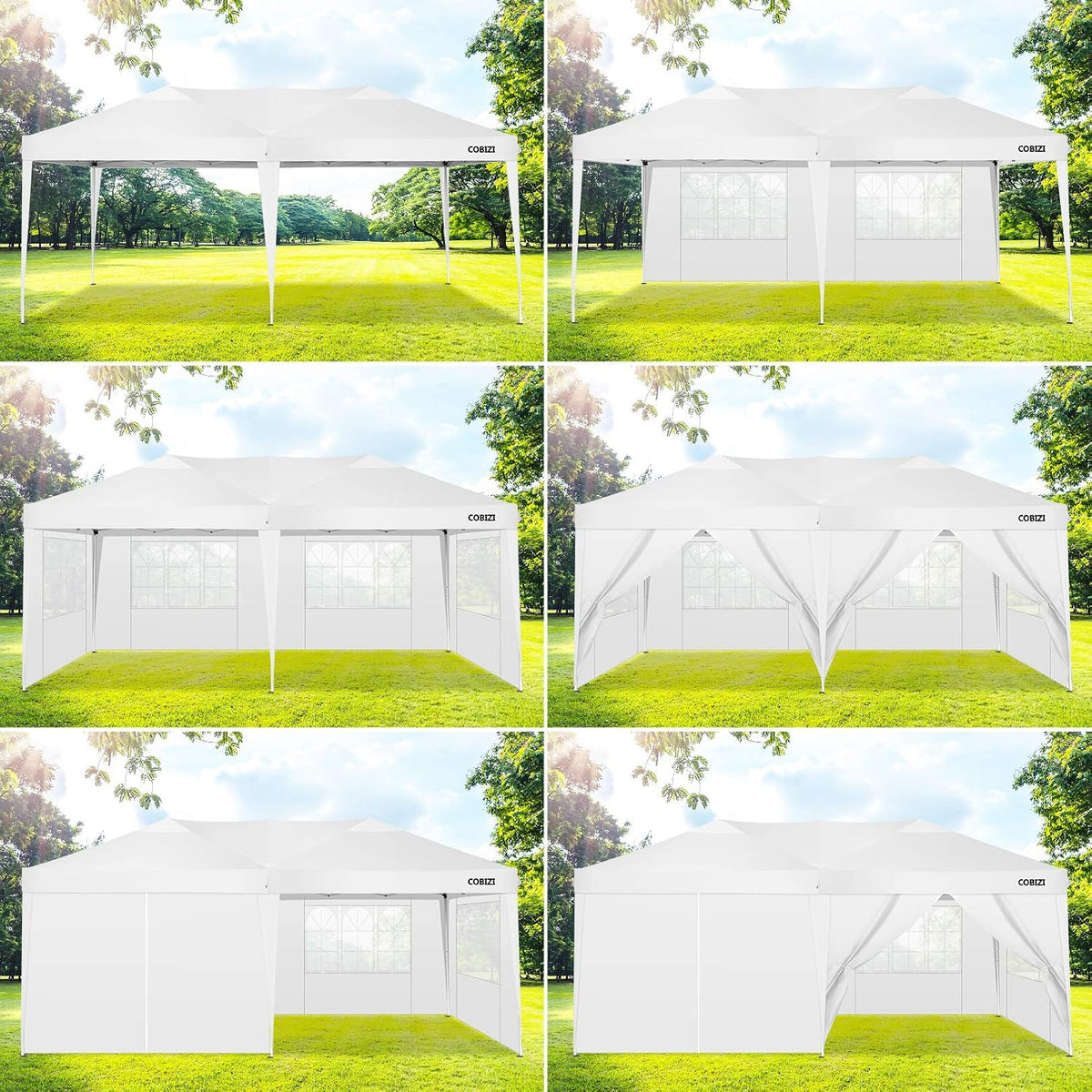 COBlZI 8x8 Ez Pop Up Canopy Tent with 4 Sidewalls Commercial Instant Gazebo Tents for Parties,Waterproof Adjustable Outdoor Patio 8x8 Backyard Canopy Party Tent with 4 Sand Bags,8 Stakes