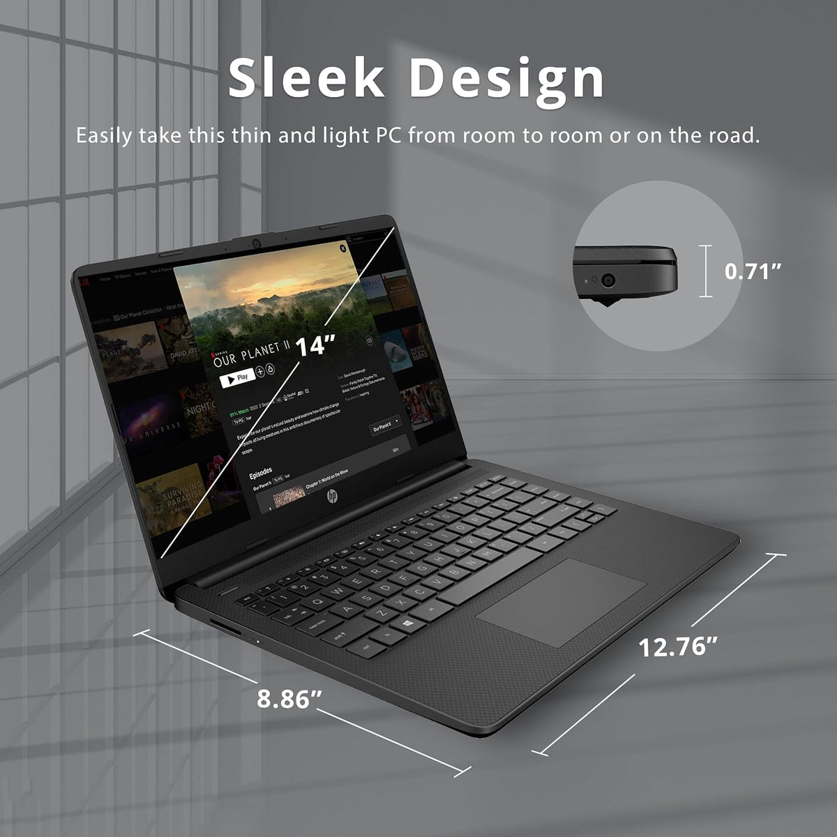 HP Stream 14' HD BrightView Laptop, Intel Celeron N4120 Processor, 8GB RAM, 64GB SSD, Intel UHD Graphics, 720p Webcam, WiFi, HDMI, Win 11 S, Black (Renewed)