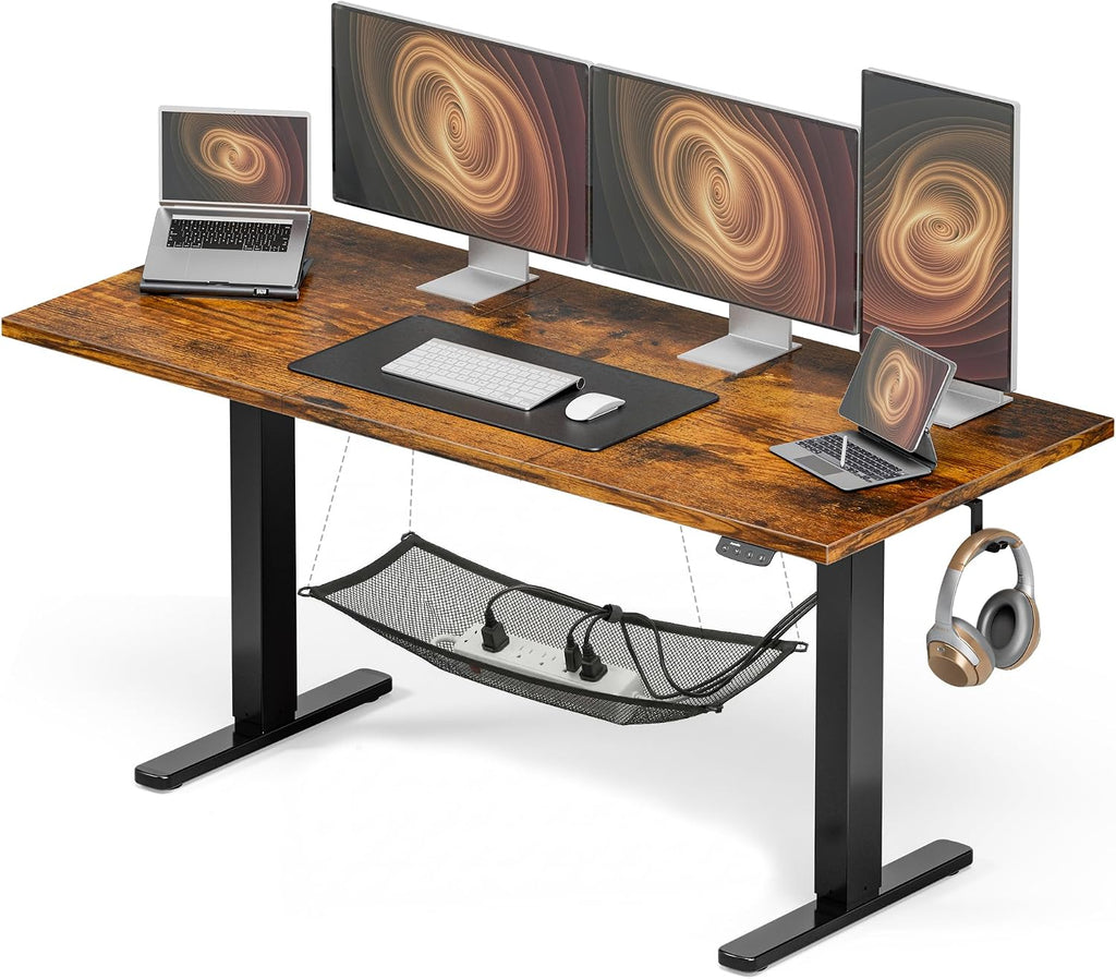 Acrolix Electric Standing Desk, Height Adjustable Home Office Desk with Memory Presets & Cable Management,Rustic Brown Sit Stand Desk for Work from Home, Ergonomic Computer Desk (63' x 24')
