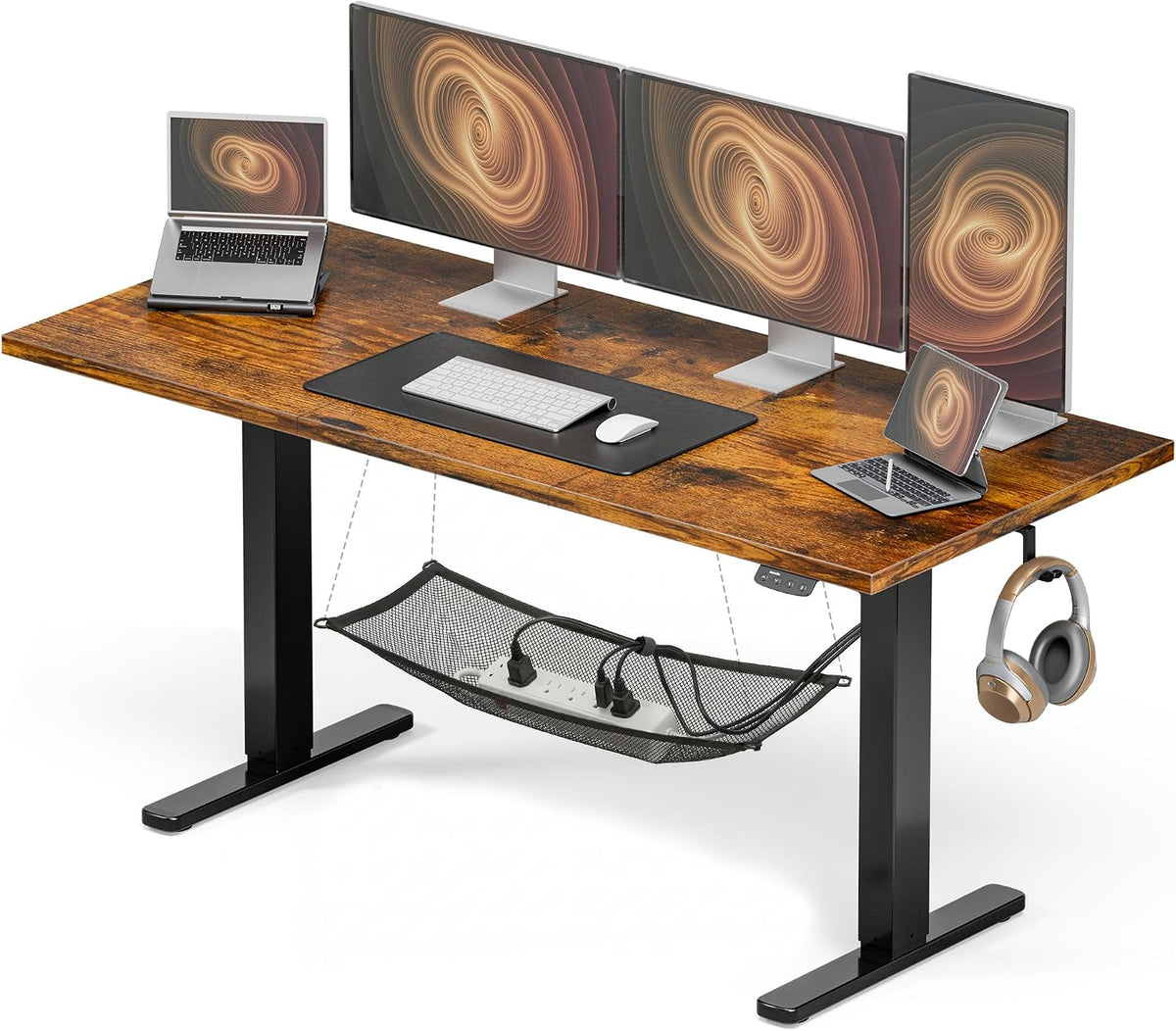 Acrolix Electric Standing Desk, Height Adjustable Home Office Desk with Memory Presets & Cable Management,Rustic Brown Sit Stand Desk for Work from Home, Ergonomic Computer Desk (63' x 24')