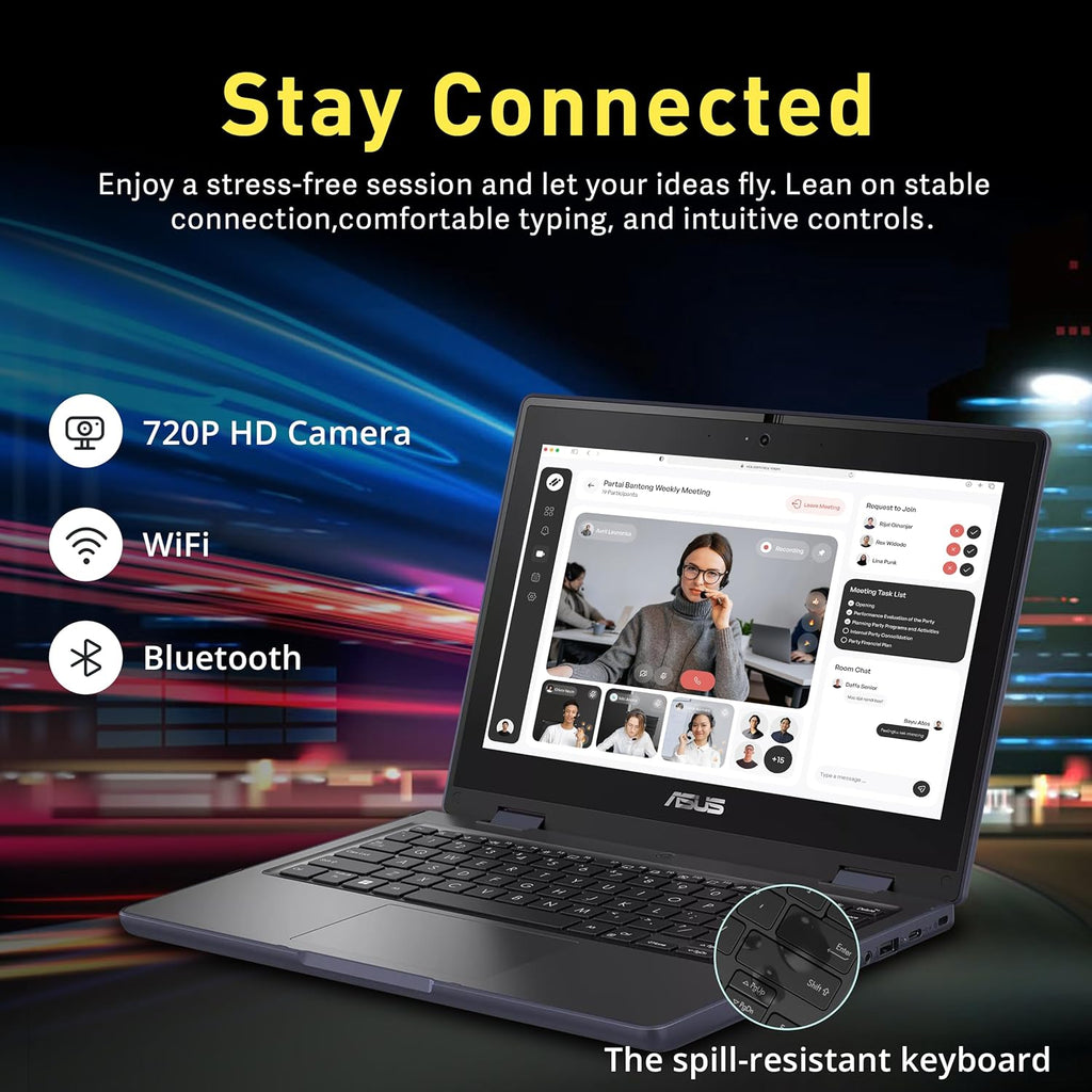 ASUS 11.6' HD Touchscreen 2-in-1 Laptop for Students, Intel Celeron N100, UHD Graphics, 4GB RAM, 288GB Storage(128GB SSD＋160GB Docking Station Set), Webcam, Wi-Fi 6, Windows 11 Pro, Mineral Gray