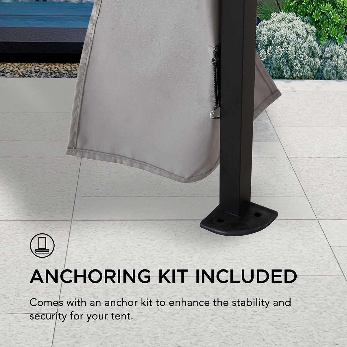 SUNJOY 11x11 ft. Pop-Up Instant Gazebo, Outdoor Portable Steel Frame 2-Tier Top Canopy/Tent with Netting and Carry Bag, Gray