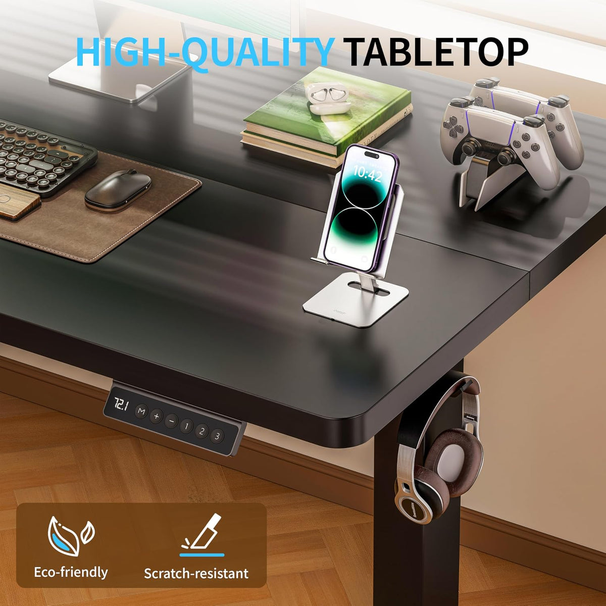 BIZUM Electric Standing Desk, 55' x 24' Height Adjustable Desk, Black Sit to Stand Desk Memory Gaming Computer Workstation for Home Office