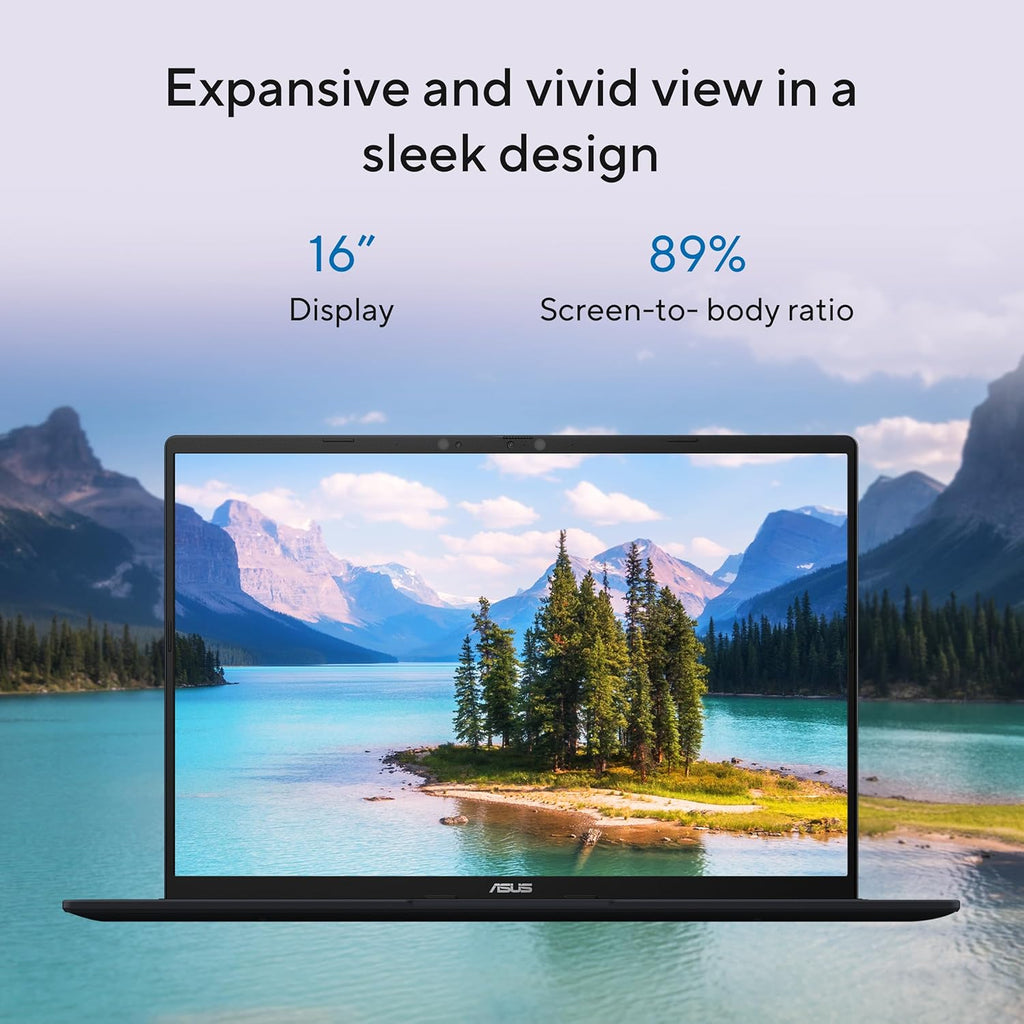 ASUS Vivobook 16 Laptop, 16' WUXGA 60Hz Display, Qualcomm Snapdragon X, Qualcomm Adreno GPU, 16GB RAM, 512GB SSD, Windows 11, Quiet Blue, X1607QA-DS54