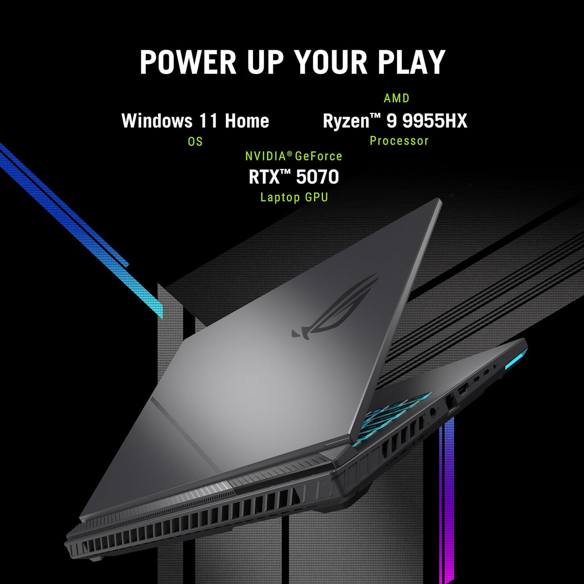 ASUS ROG Strix G16 (2025) Gaming Laptop, 16' ROG Nebula 16:10 2.5K 240Hz/3ms, NVIDIA® GeForce RTX™ 5070, AMD Ryzen™ 9 9955HX Processor, 32GB DDR5-5600, 1TB PCIe Gen 4 SSD, Wi-Fi 6E, Windows 11 Home