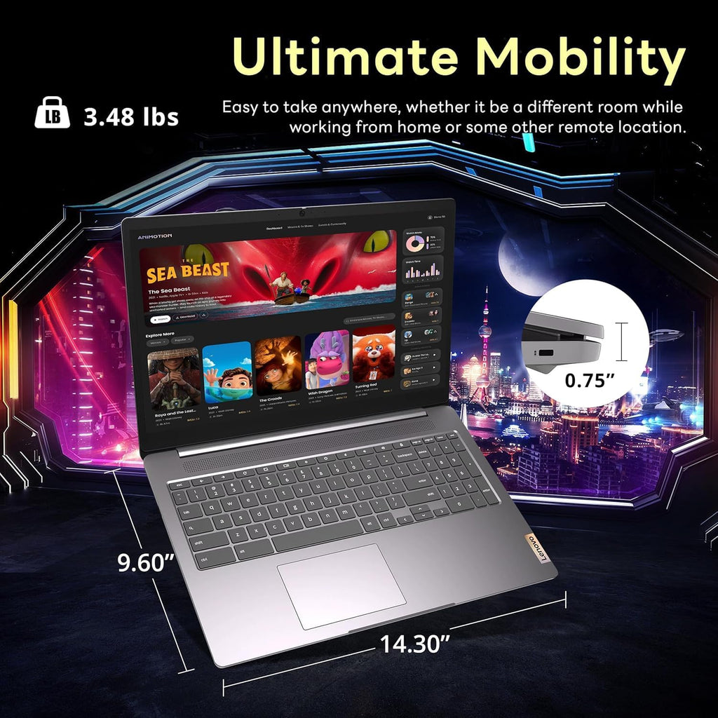 Lenovo Chromebook Flagship 15.6' FHD Laptop Computer for Business Student, Intel Celeron N4500, 4GB RAM, 320GB Storage (64GB eMMC+ 256GB Card), WiFi 6, Long Battery, Chrome OS +MarxsolAccessory