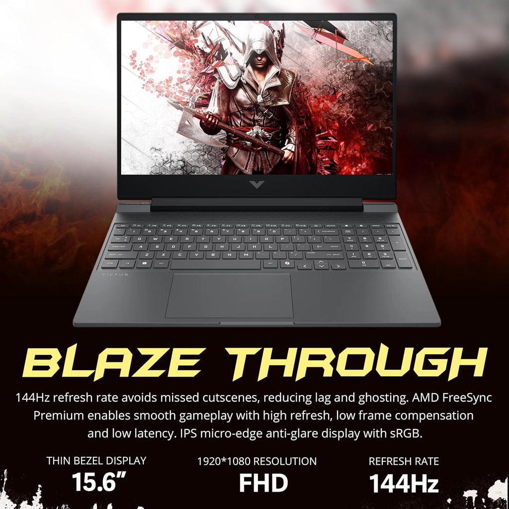 HP Victus 15.6' FHD 144Hz Gaming Laptop, AMD Ryzen 7 7445HS, GeForce RTX 4050, 32GB DDR5, 2TB Storage (1TB SSD+1TB Docking Station Set), Backlit Keyboard, Copilot, Wi-Fi 6, Win 11 Pro, Mica Silver