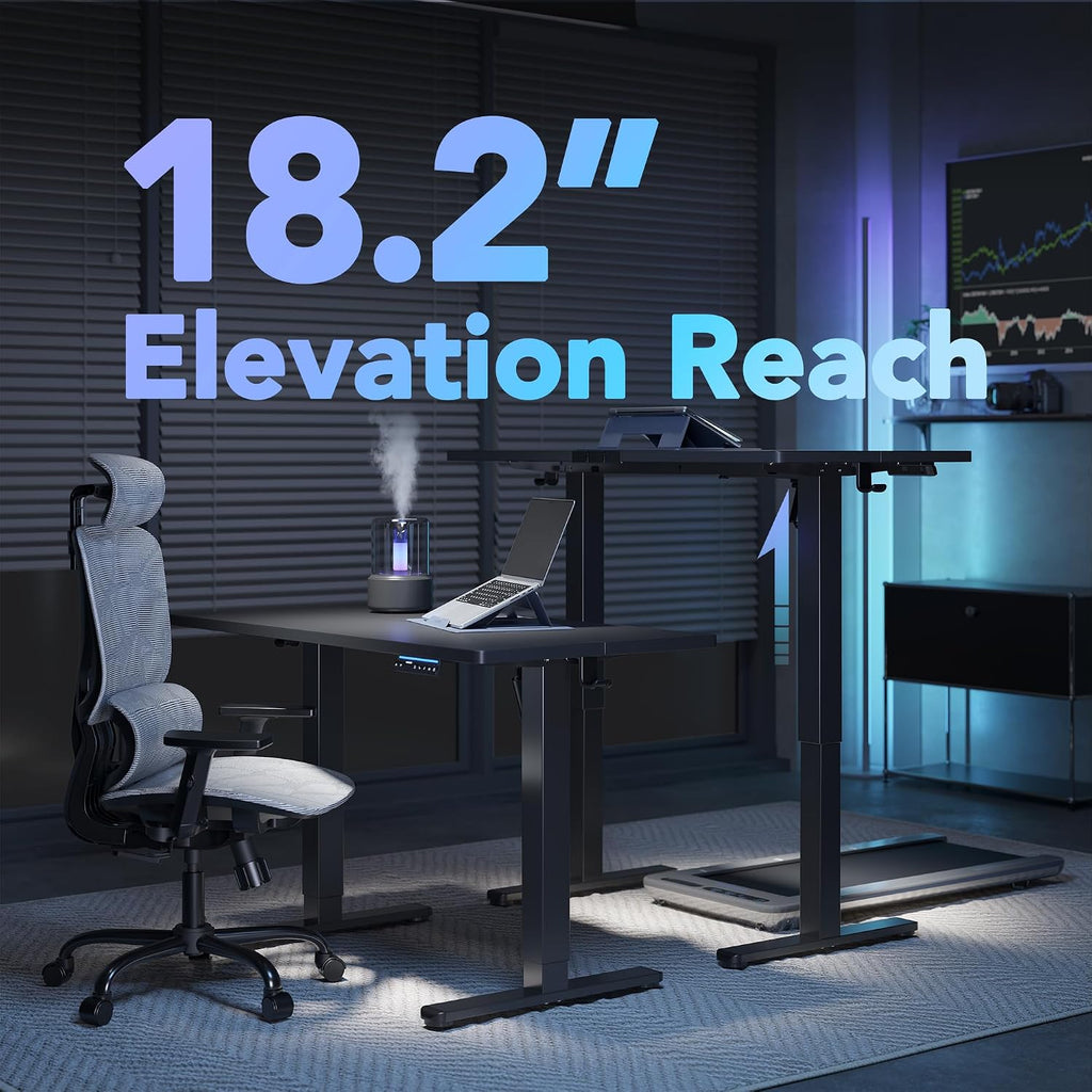 HUANUO 32' AI Smart Standing Desk with App-Synced Sedentary Reminders, Electric Height Adjustable Desk with Body-Data Ergonomic Presets, Voice Control Alexa/Google/Siri, 3 Memory Settings Table, Black