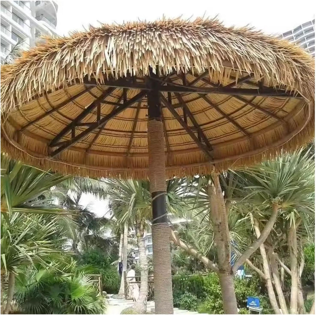 AITAF Synthetic Straw Thatch Roof Panels for Tiki Hut, Hawaiian Bar, Beach Pergola, Garden Pavilion, Durable Waterproof Artificial Palm Leaves Roll for Tropical Style Decoration(1.64x32.8ft)