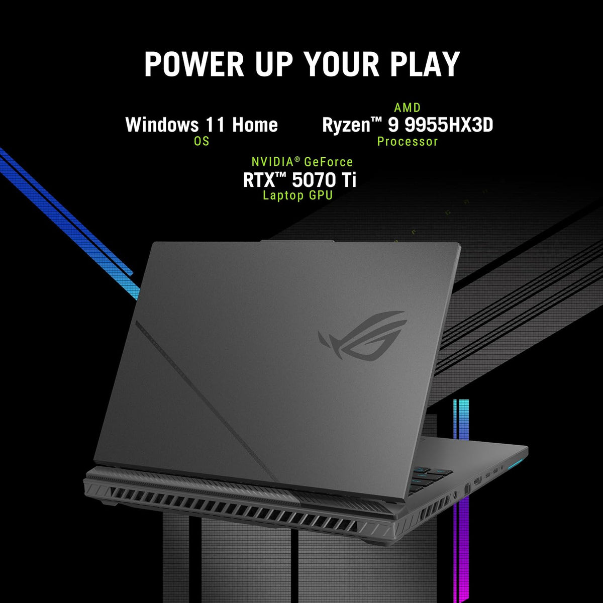 ASUS ROG Strix G16 (2025) Gaming Laptop, 16' ROG Nebula 16:10 2.5K 240Hz/3ms, NVIDIA® GeForce RTX™ 5070 Ti, AMD Ryzen™ 9 9955HX3D Processor, 32GB DDR5-5600, 1TB PCIe Gen 4 SSD, Wi-Fi 6E, Win 11 Home
