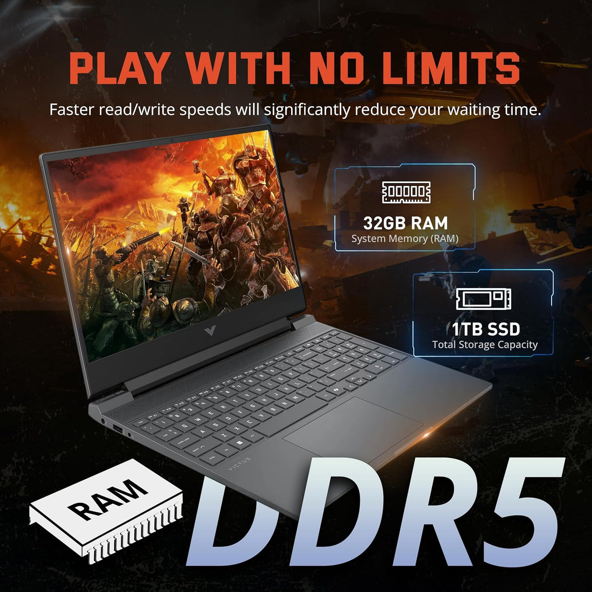 HP Victus 15 Gaming 15.6' FHD 144Hz Display Laptop, AMD Ryzen 7 7445HS, GeForce RTX 4050, 32GB DDR5 RAM, 2TB Storage (1TB PCIe SSD+1TB Docking), Backlit Keyboard, Copilot, Win 11, Silver