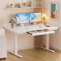 Marsail Electric Standing Desk with Drawers,48 x 24 inch Height Adjustable Standing Desk, Whole-Piece Table with Storage & USB Charging Ports, Small Computer Desk for Home Office White