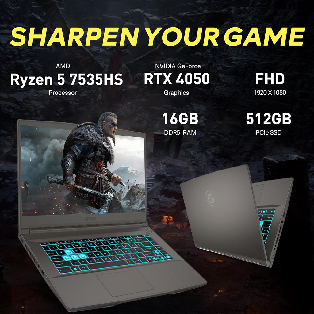 msi Thin A15 15.6' FHD 144Hz Gaming Laptop, AMD Ryzen 5 7535HS, 16GB DDR5, 1.5TB Storage(512GB SSD+1TB Docking Station), NVIDIA GeForce RTX 4050 6GB GDDR6, Backlit Keyboard, Wi-Fi 6E, Win 11, Black
