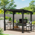 EBE 5'x8' Hardtop Grill Gazebo, Outdoor Gazebo with Side Shelves, BBQ Grill Canopy with Bottle Opener & Hooks, Metal Gazebo Pergola for Patio, Backyard, Deck