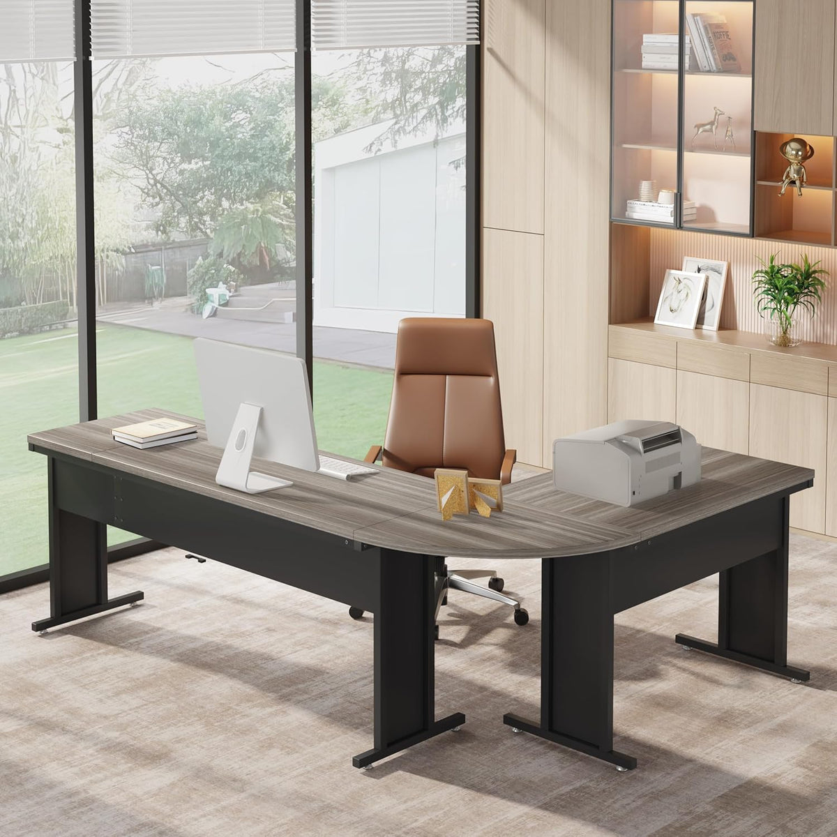 Tribesigns 83-Inch Large L Shaped Desk, Reversible Executive Office Desk, Modern Corner Computer Table Business Workstation for Home Office (Grey)