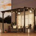 MEISSALIVVE 8' x 8' Wall Mounted Lean to Metal Awnings with Sloped Roof, Outdoor Patio Gazebo Awning for Backyard, Deck, Black