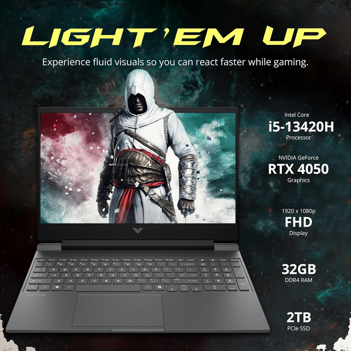 HP Victus 15.6' FHD 144Hz IPS Gaming Laptop, Intel i5-13420H, 32GB RAM, 3TB Storage(2TB SSD+1TB Docking Station Set), NVIDIA GeForce RTX 4050, Backlit Keyboard, HD Camera, WiFi 6, Win 11, Silver