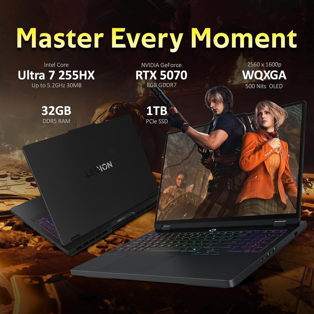 Lenovo Legion Pro 5i 16' WQXGA 165Hz Gaming Laptop, Intel 20-core Ultra 7 255HX (Beats Intel i9-14900HX), GeForce RTX 5070, 32GB DDR5, 1TB SSD, Backlit keyboard, Win 11 Pro, Black, 1TB Docking Station