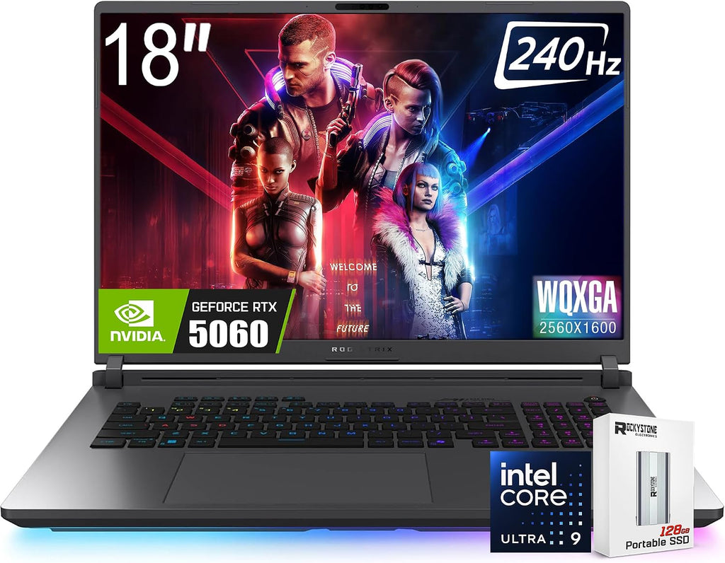 ASUS ROG Strix 18 (2025) Gaming Laptop, 18' ROG Nebula HDR 16:10 2.5K 240Hz/3ms, NVIDIA GeForce RTX 5060, Intel Core Ultra 9 275HX, 32GB DDR5, 1TB PCIe SSD, Wi-Fi 7, Win 11 Home,W/128GB PSD