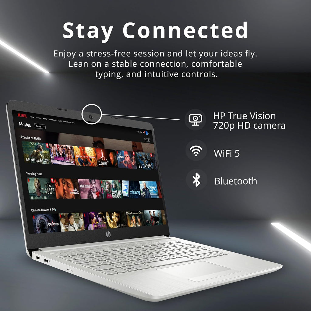 HP Stream 14' HD BrightView Laptop, Intel Celeron N4120 Processor, 4GB RAM, 64GB SSD, Intel UHD Graphics, 720p Webcam, WiFi, HDMI, Win 11 S, Silver (Renewed)