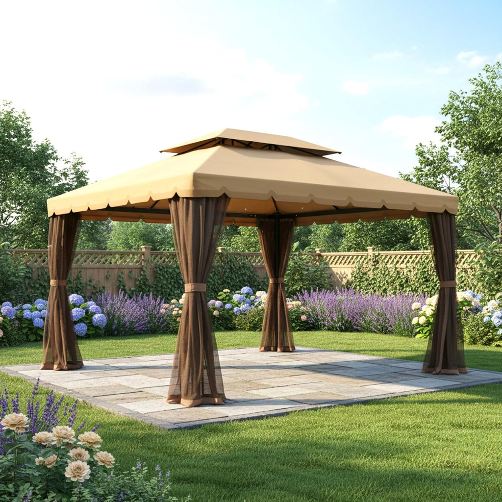Garden Winds Reinforced Replacement Canopy Compatible with The 01-0879, OTSU1444, 84C-101 Outsunny Classic 10' x 13' Gazebo - Classic Sand, Riplock 350 Fabric