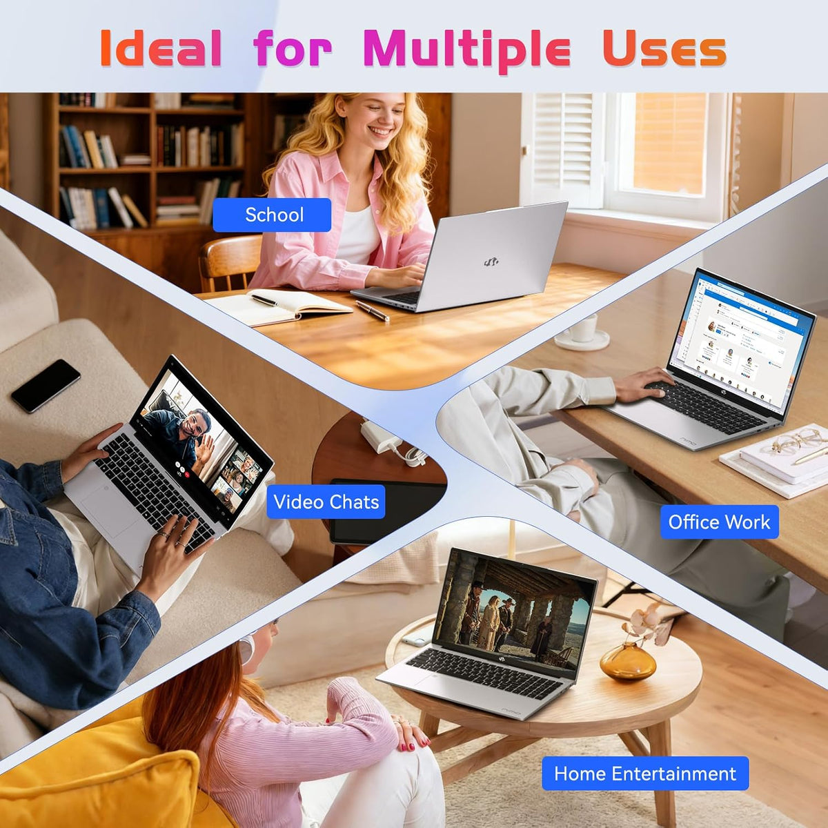 NIMO 17.3' FHD IPS Laptop, Intel Core i3-1215U (Beats i5-1135G7 Class), 16GB RAM, 512GB SSD, Windows 11 Home, Wi-Fi 6, Backlit Keyboard, Fingerprint, USB-C 65W Fast Charge, Bluetooth 5.2, 180° View