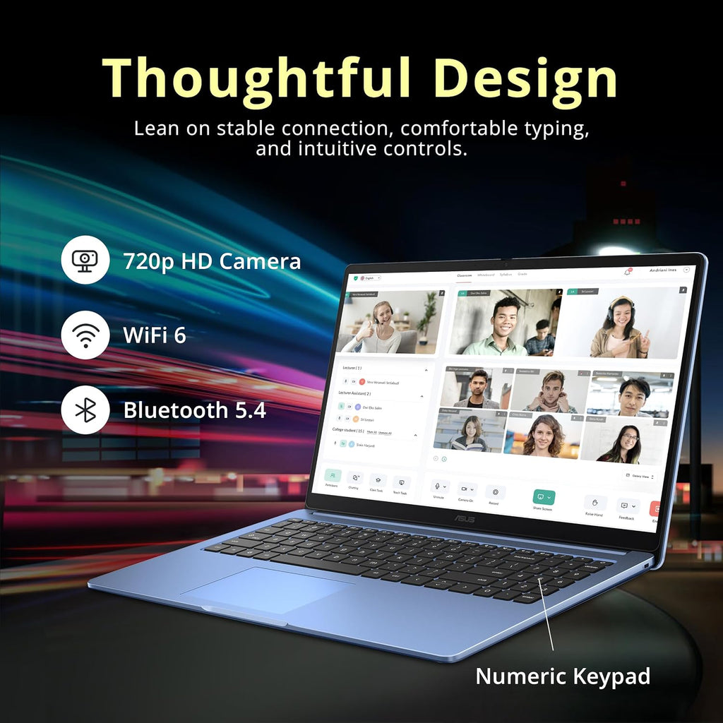 ASUS Chromebook CX15 15.6' FHD IPS Laptop, Intel Celeron N4500, 4GB RAM, 640GB Storage (128GB eMMC+512GB Docking Station Set), Intel UHD Graphics, Number Pad, Webcam, WiFi 6, Chrome OS, Fabric Blue